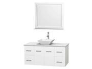 Eco friendly Single Sink Bathroom Vanity in White with Mirror