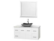 Eco friendly Wooden Single Bathroom Vanity in White with Mirror