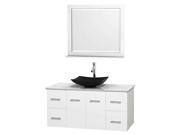 Eco friendly Modern Single Sink Bathroom Vanity in White with Mirror