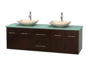 72 in. Bathroom Vanity with Arista Ivory Marble Sinks