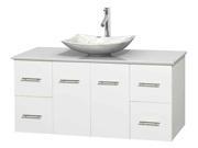 Eco friendly Single Bathroom Vanity with Arista White Carrera Marble Sink