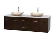 Double Bathroom Vanity with Arista Ivory Marble Sinks