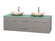 2 Drawer Double Bathroom Vanity with Ivory Marble Sinks