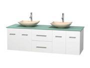 72 in. Double Bathroom Vanity with Green Glass Countertop