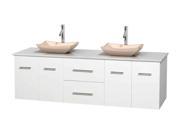 72 in. Double Bathroom Vanity in White with Countertop