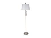 62.5 in. Floor Lamp w Crystal Glass Accent Round Silver Base