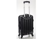 3 Pc Metallic Upright Luggage Set in Blackfiber