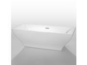 Wyndham Collection Maryam 71 inch Freestanding Bathtub in White with Polished Chrome Drain and Overflow Trim