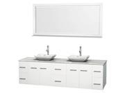 80 in. Double Bathroom Vanity Set with Mirror in White