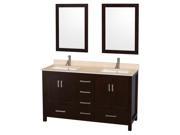 Transitional Double Bathroom Vanity Set with 24 in. Mirror