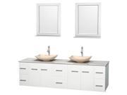 Modern Double Bathroom Vanity Set with Mirror in White