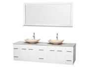 80 in. Modern Double Bathroom Vanity Set with Mirror in White