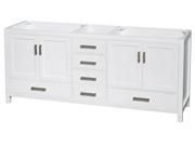 Wyndham Collection Sheffield 80 inch Double Bathroom Vanity in White No Countertop No Sinks and No Mirror