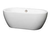 Wyndham Collection Soho 60 inch Freestanding Bathtub in White with Brushed Nickel Drain and Overflow Trim