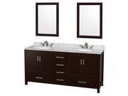 72 in. Double Bathroom Vanity Set with Under Mount Oval Sink