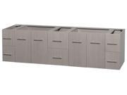 Wyndham Collection Centra 80 inch Double Bathroom Vanity in Gray Oak No Countertop No Sinks and No Mirror