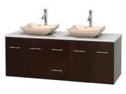 60 in. Bathroom Vanity in Espresso with Man Made Countertop