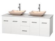 60 in. Bathroom Vanity in White with Man Made Stone Countertop