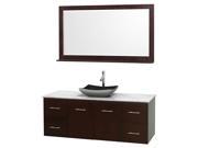 60 in. Single Bathroom Vanity in Espresso with Sink and Mirror