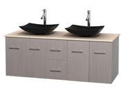 2 Drawer Bathroom Vanity in Gray Oak with Marble Countertop