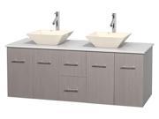 Double Bathroom Vanity in Gray Oak with Man Made Countertop