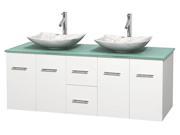 60 in. Bathroom Vanity in White with Green Countertop