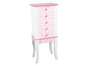 Jewellery Armoire in Pink and White