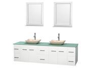 Double Bathroom Vanity Set in White with Marble Sinks