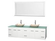 80 in. Bathroom Vanity Set in White with Avalon Ivory Sinks