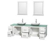 80 in. Bathroom Vanity Set in White with White Marble Sinks