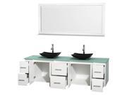 80 in. Double Vanity Set in White with Arista Black Sinks