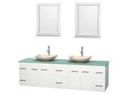 Double Bathroom Vanity Set in White with Ivory Marble Sinks