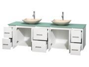 Double Vanity in White with Arista Ivory Marble Sinks