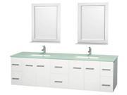 80 in. Double Vanity Set in White with Glass Countertop