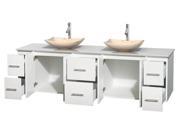 Double Vanity in White with Marble Sinks