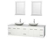 Bathroom Vanity Set in White with Marble Sinks