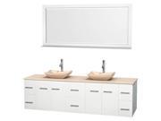 80 in. Double Vanity Set in White with Marble Sinks