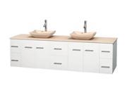 Double Vanity in White with Ivory Marble Countertop