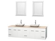 Double Vanity Set in White with Marble Countertop
