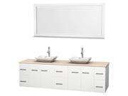 80 in. Bathroom Vanity Set in White with Ivory Countertop