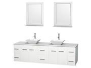 Double Bathroom Vanity Set in White with Stone Countertop