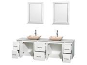 80 in. Bathroom Vanity Set in White with Stone Countertop