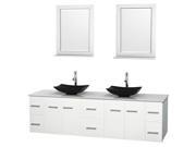 Double Bathroom Vanity Set in White with Black Sinks