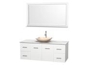 Modern Single Bathroom Vanity Set with Arista Ivory Marble Sink