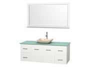 60 in. Single Bathroom Vanity Set with Green Glass Countertop