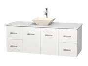60 in. Single Bathroom Vanity in White with Countertop