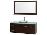 Vanity in Espresso with Mirror and Green Glass Countertop