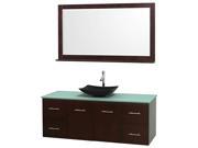 Bathroom Vanity with Mirror and Green Glass Countertop