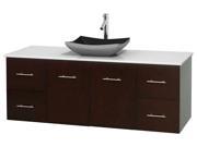 Bathroom Vanity in Espresso with White Man Made Stone Countertop