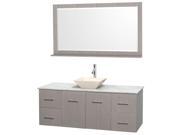 Bathroom Vanity Set in Gray Oak with White Carrera Countertop